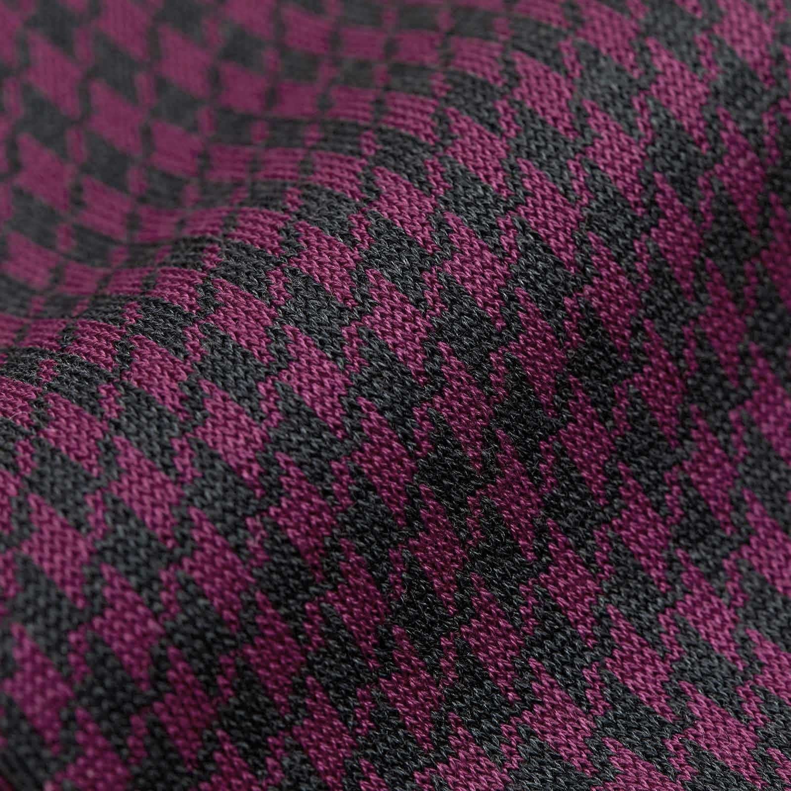 Close up of the mulberry and black Houndstooth patterned socks