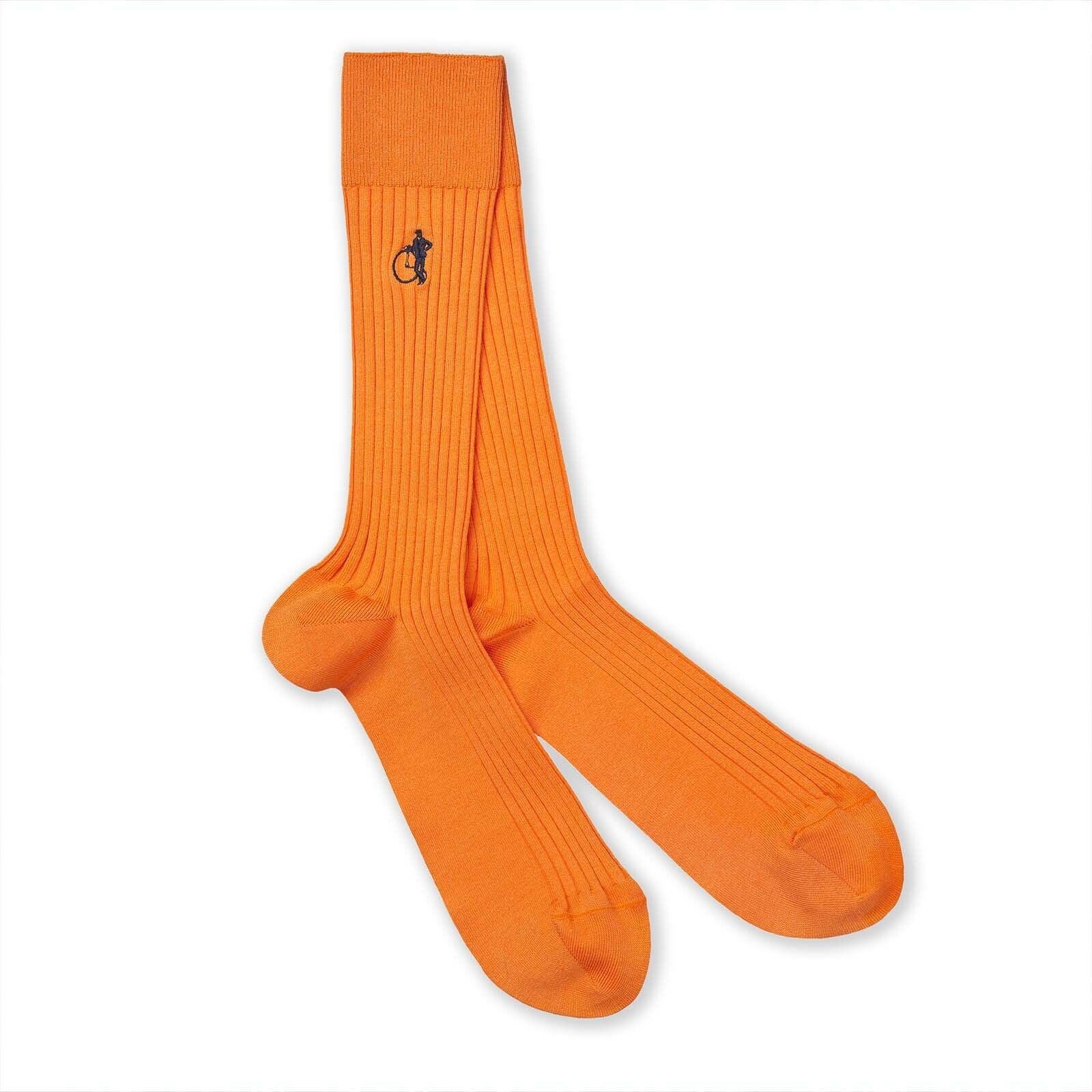 Mango Simply Sartorial socks, bright orange socks with the London Sock Company logo embroidered