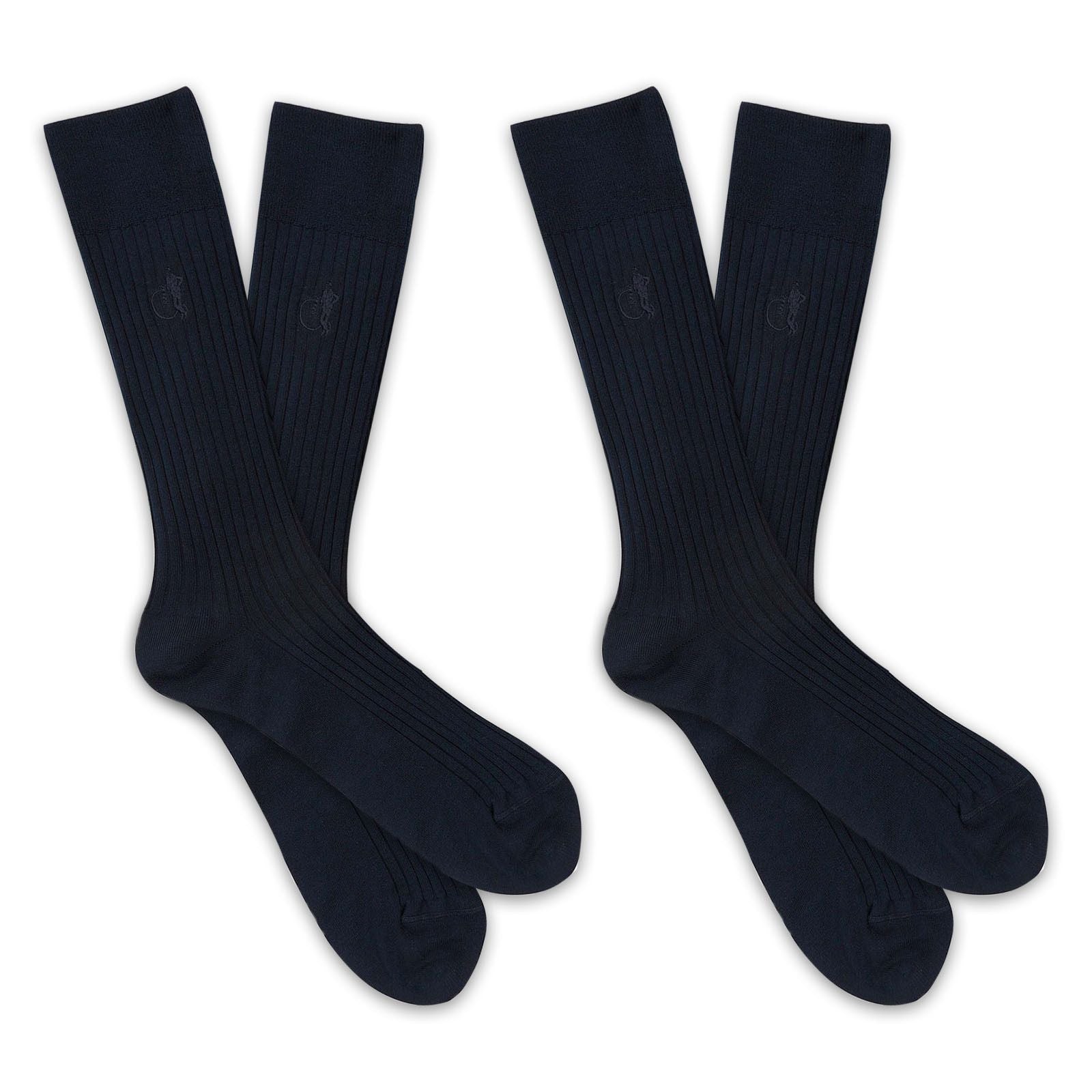 2 pairs of black sartorial socks with black LSC logos