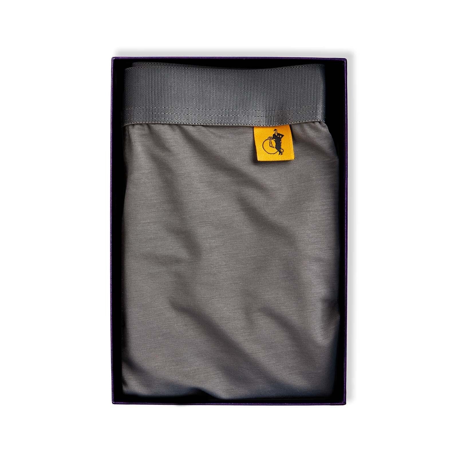 Light grey boxers in a presentation box