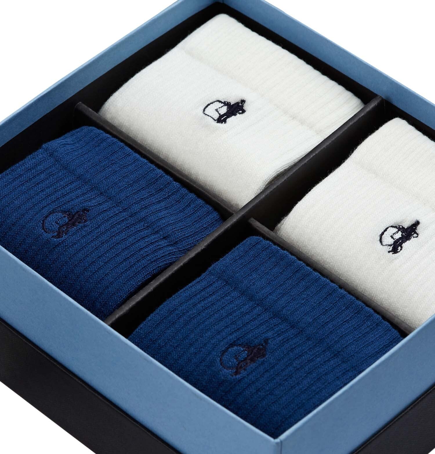 Simply Active Quarter, White & Navy, 4-Pair Box