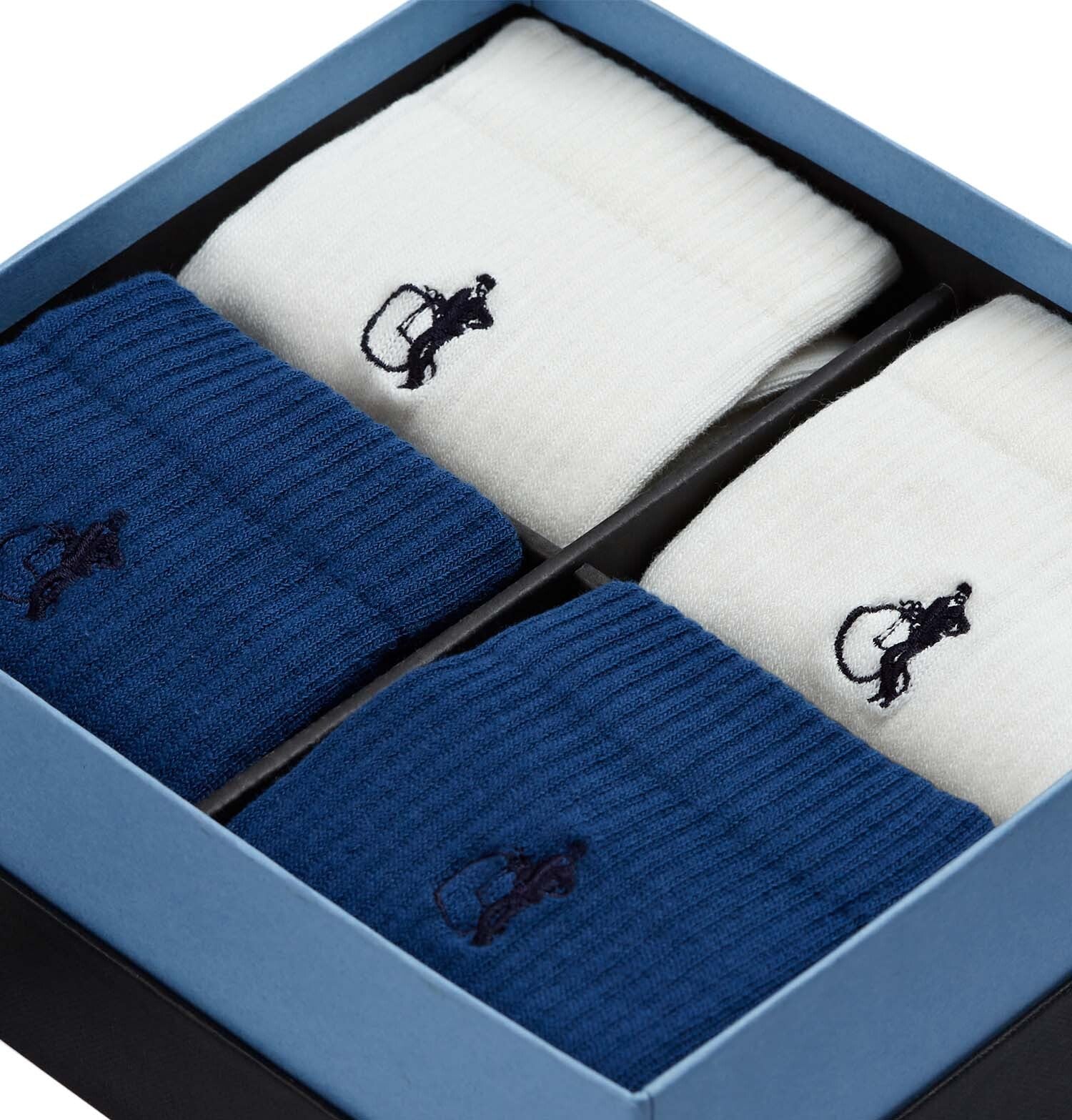 Simply Active Crew, White & Navy, 4-Pair Box