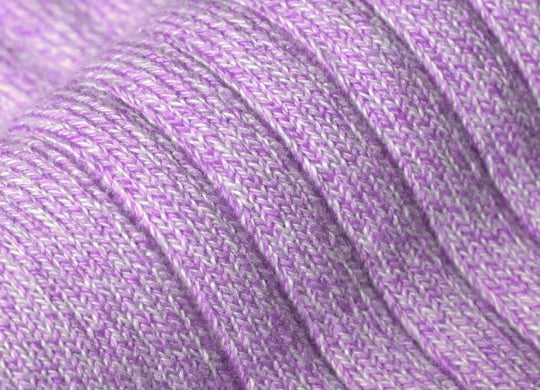 Close up of purple and white socks