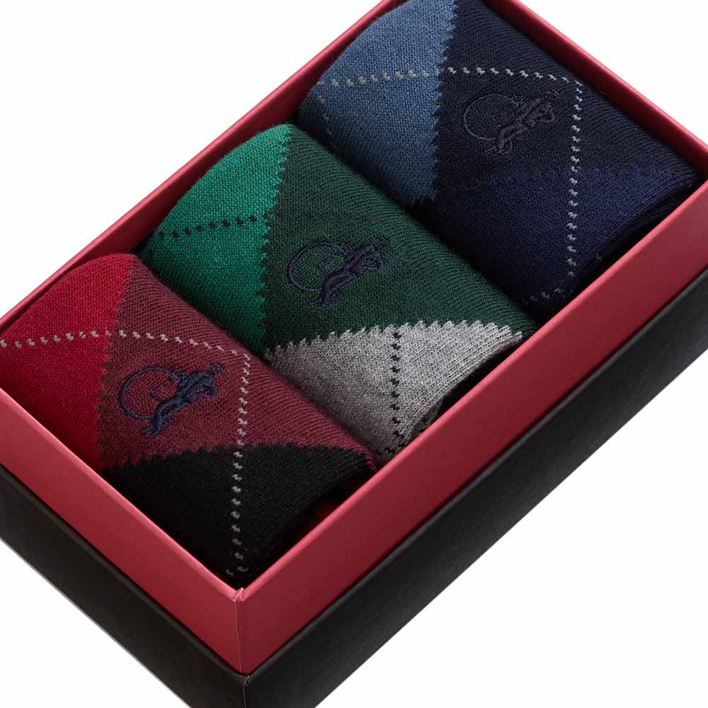 Balmoral Argyle, 3 - Pair Box - London Sock Company