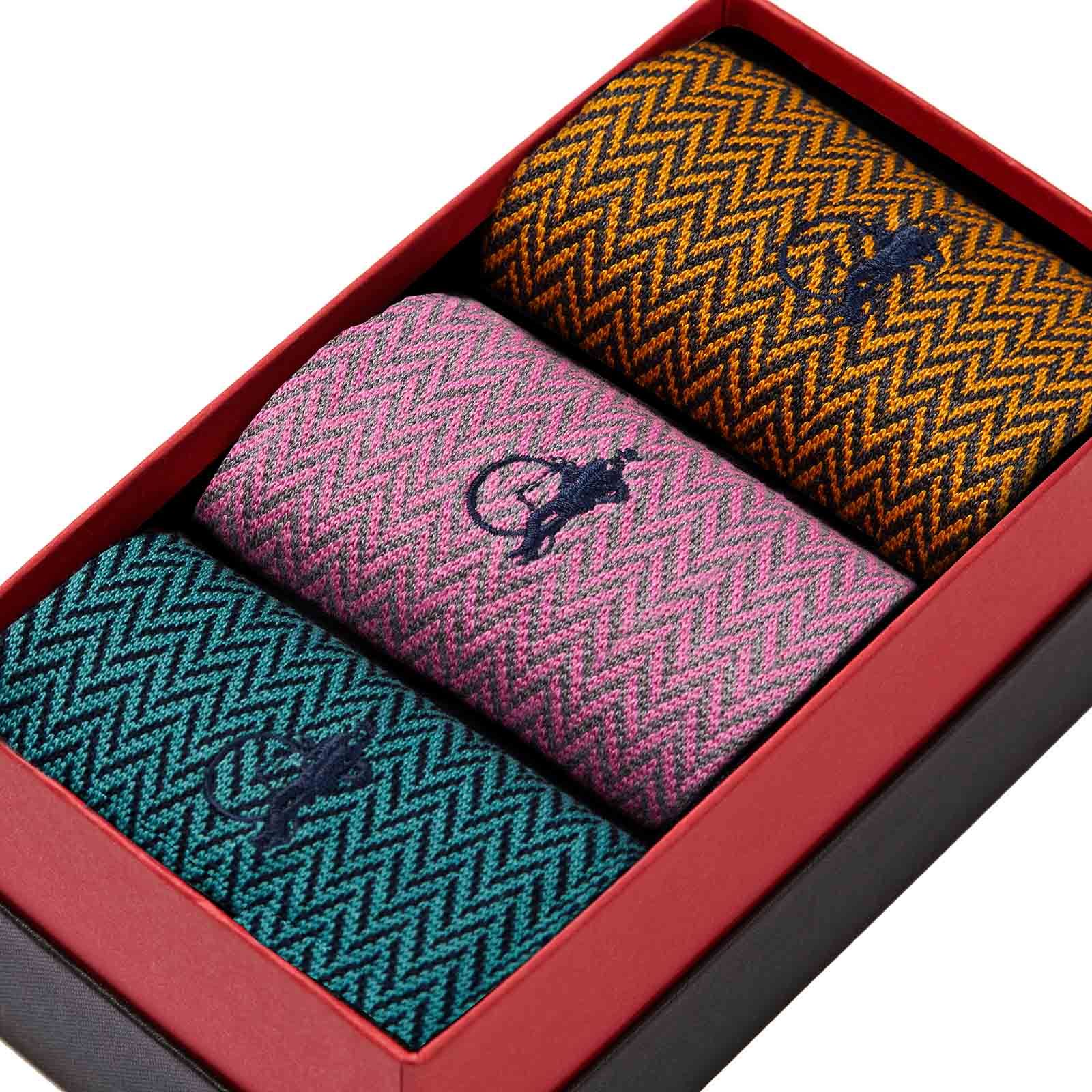 Bond St. Herringbone II, 3 - Pair Box - London Sock Company