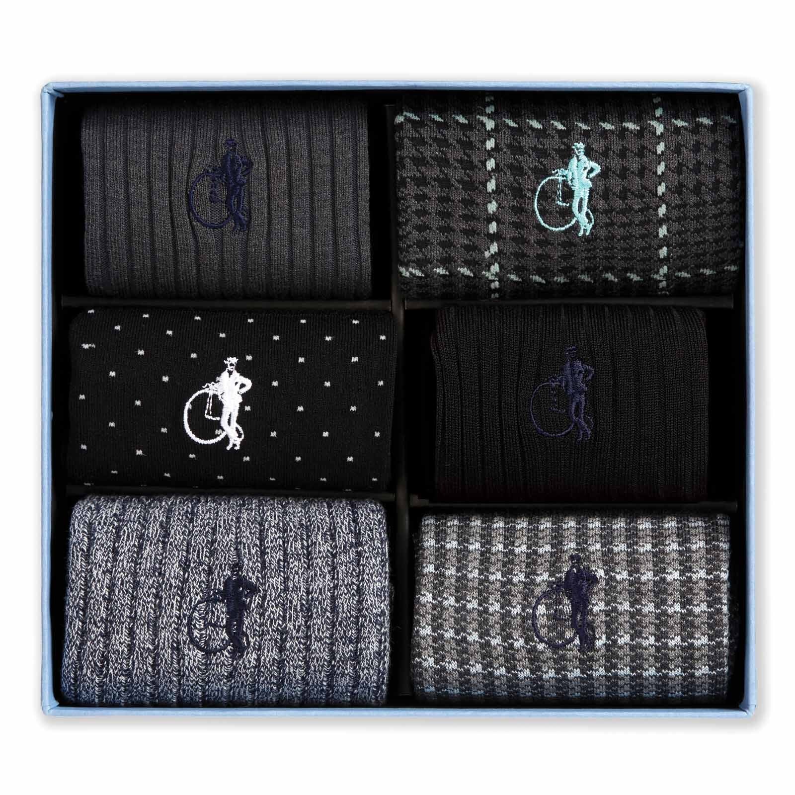 Dash of Class Black, 6 - Pair Box - London Sock Company