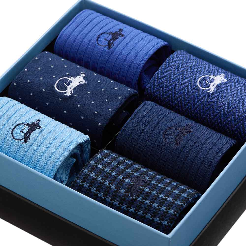 Dash of Class, Midnight Blue, 6 - Pair Box - London Sock Company