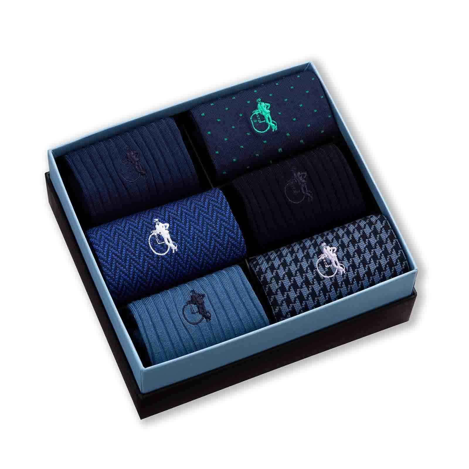 Dash of Class Navy, 6 - Pair Box - London Sock Company