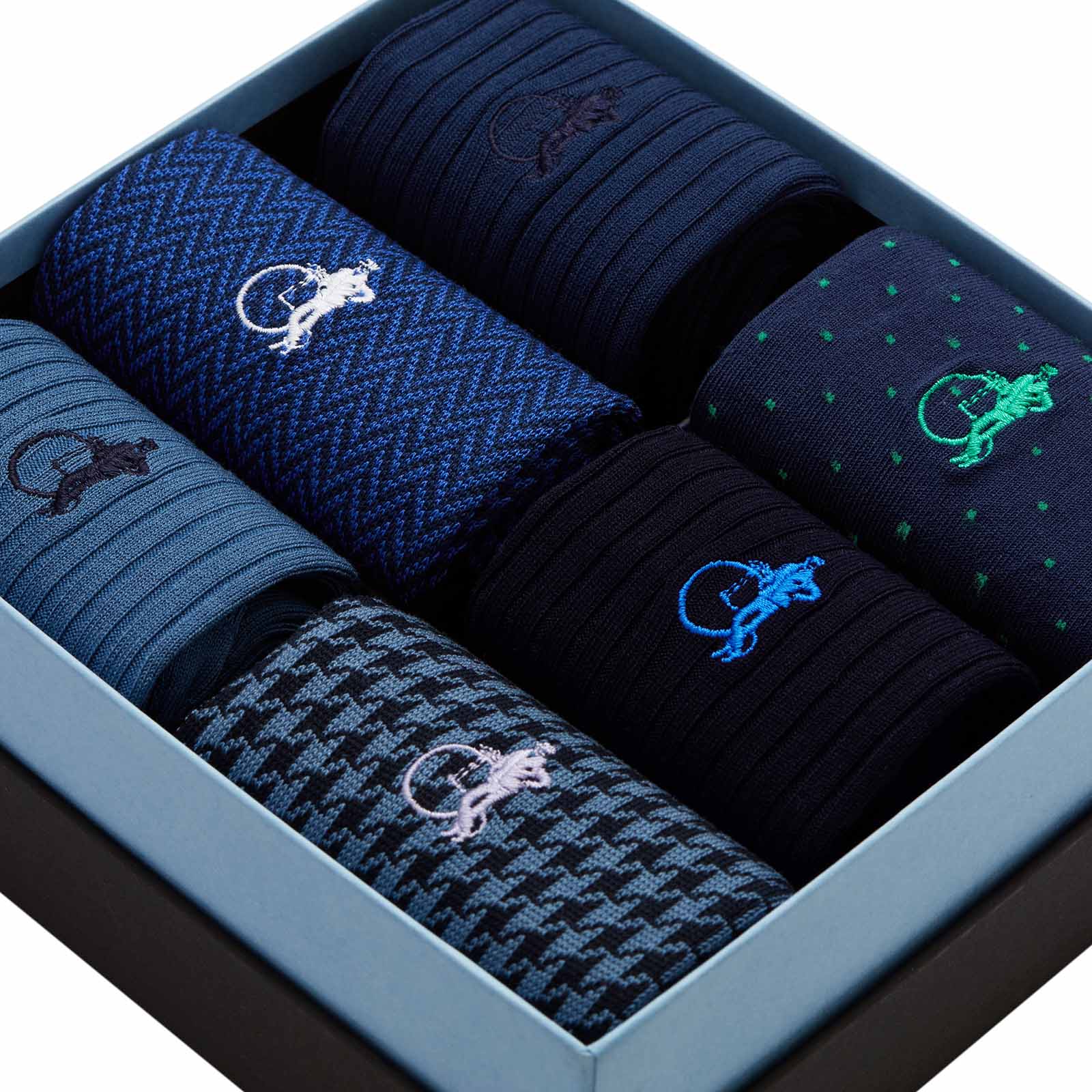 Dash of Class Navy, 6 - Pair Box - London Sock Company