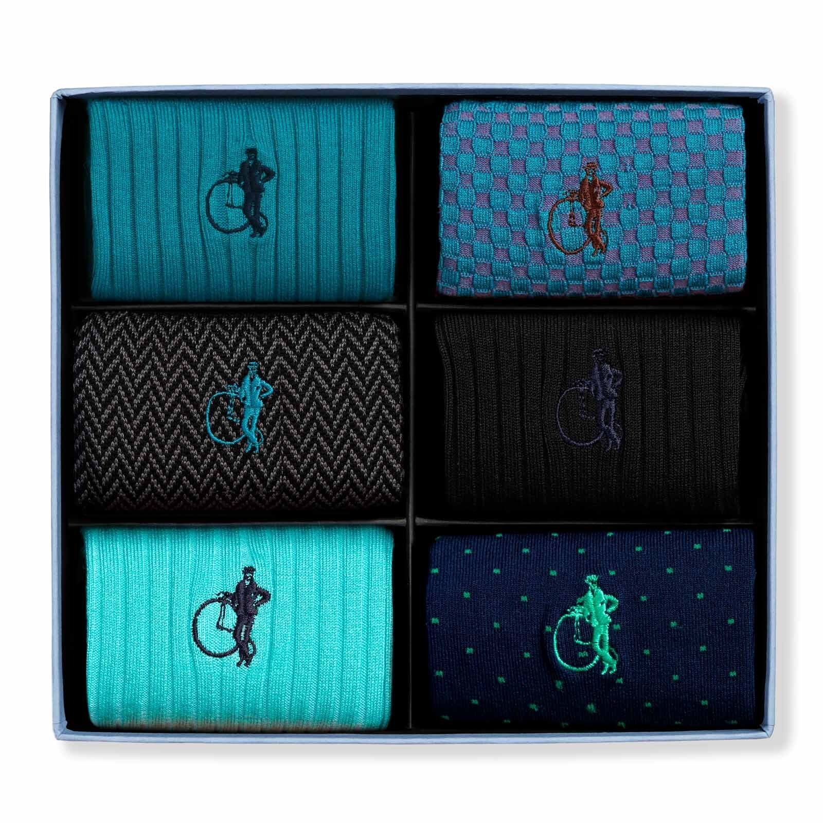 Dash of Class, Ocean, 6 - Pair Box - London Sock Company