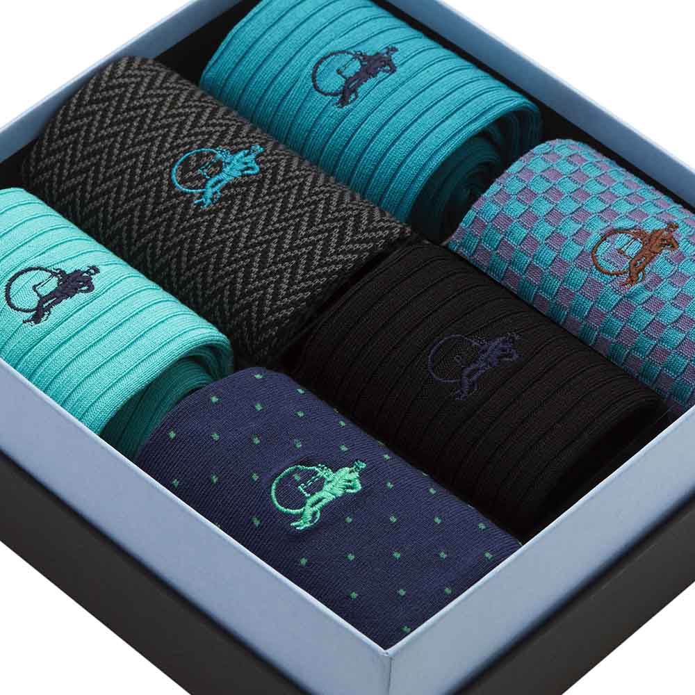 Dash of Class, Ocean, 6 - Pair Box - London Sock Company