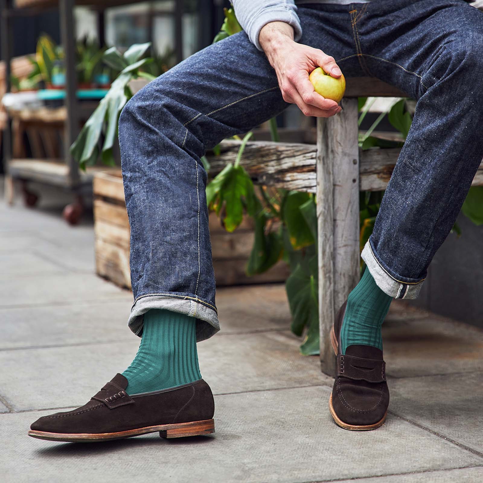 Green Simply Sartorial Socks - London Sock Company