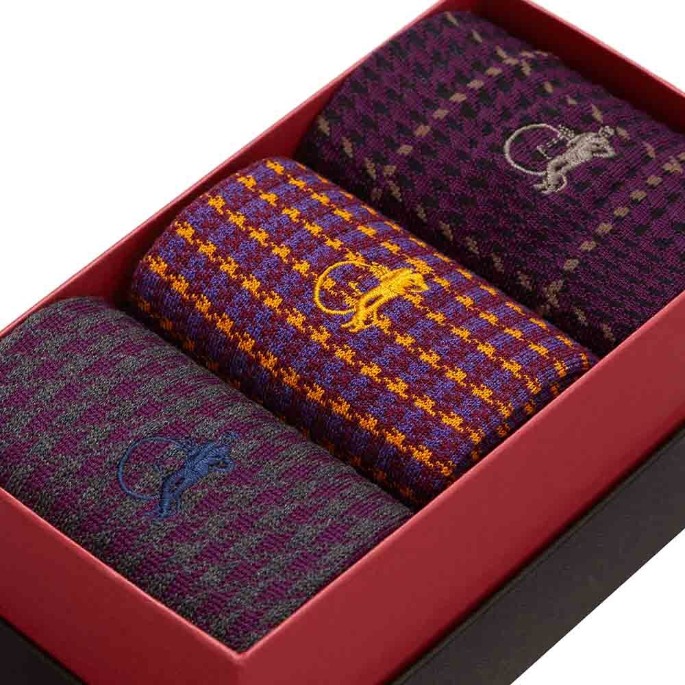 Polished Purples, 3 - Pair Box - London Sock Company