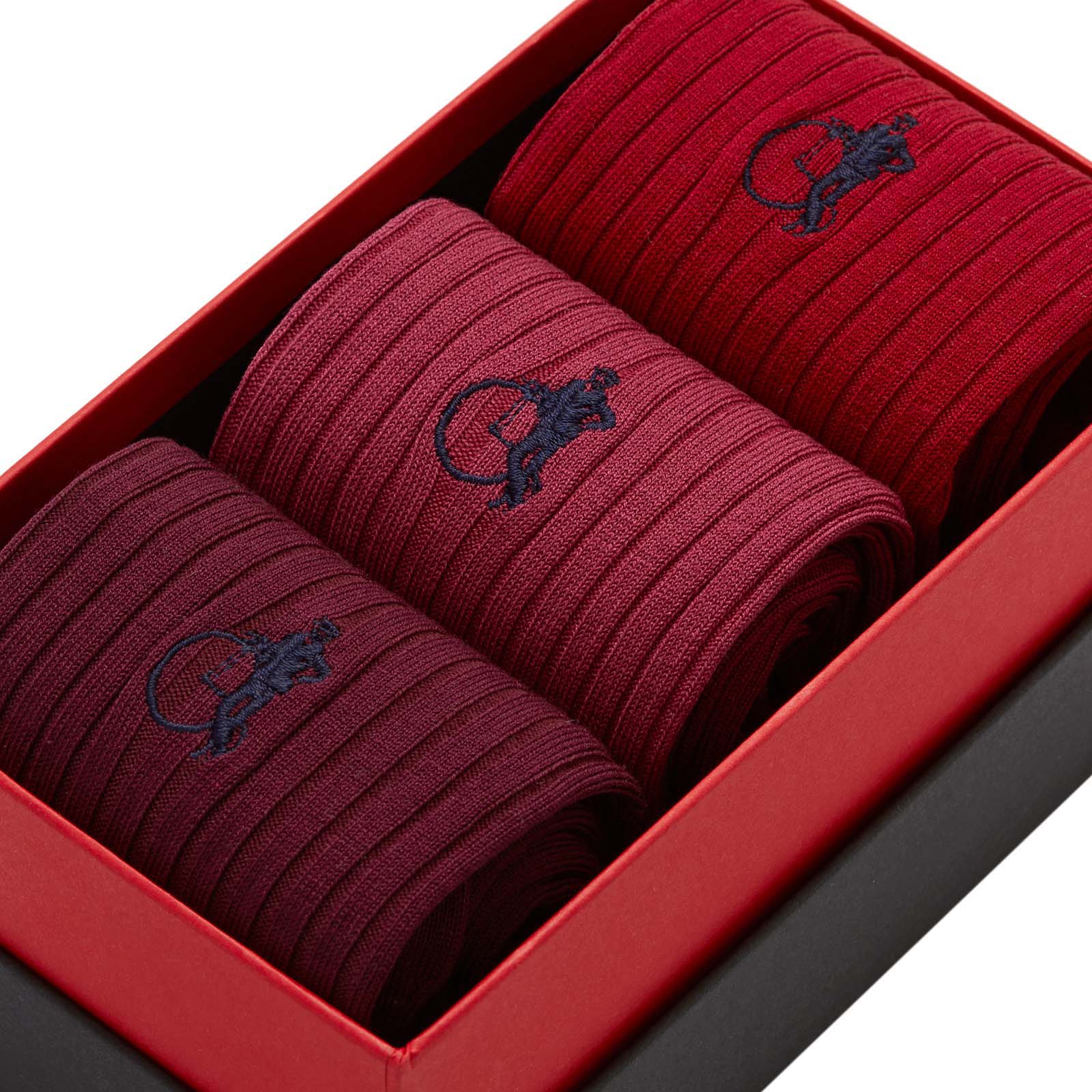 Rich Reds, 3 - pair box - London Sock Company