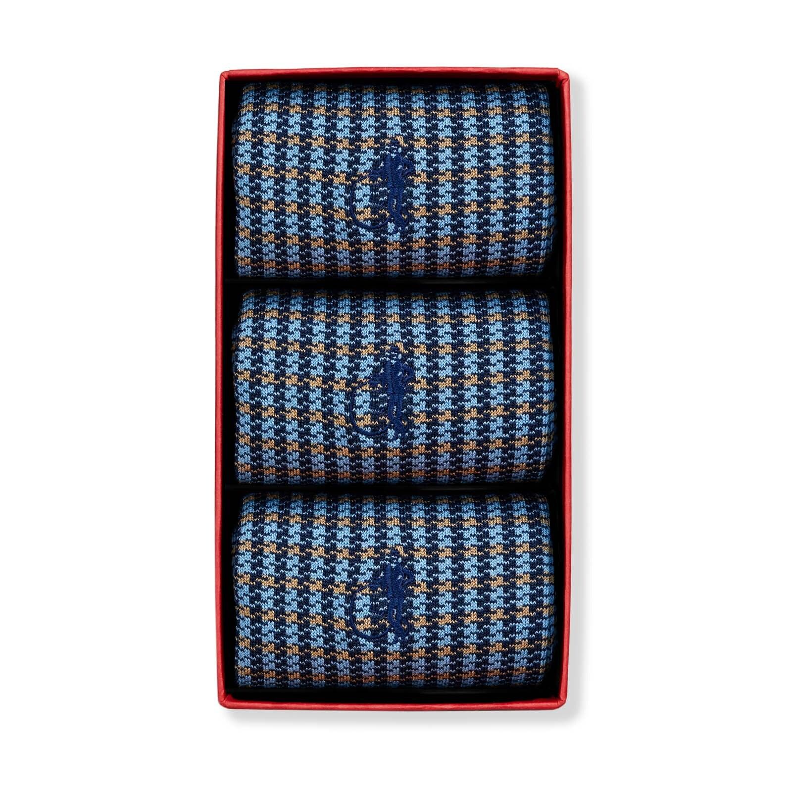 Shaken Blue, 3 - Pair Box - London Sock Company