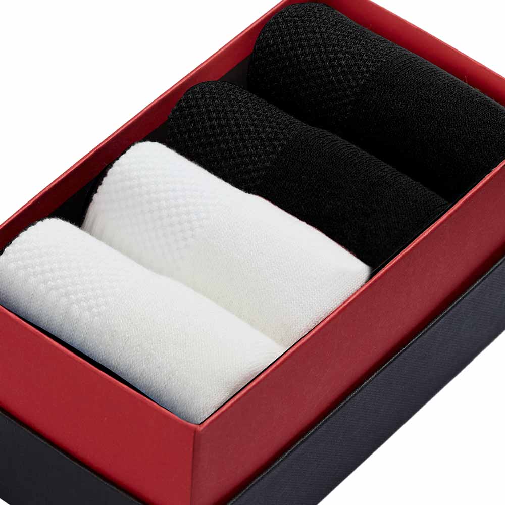 Simply Active Ankle, White & Black, 4 - Pair Box - London Sock Company