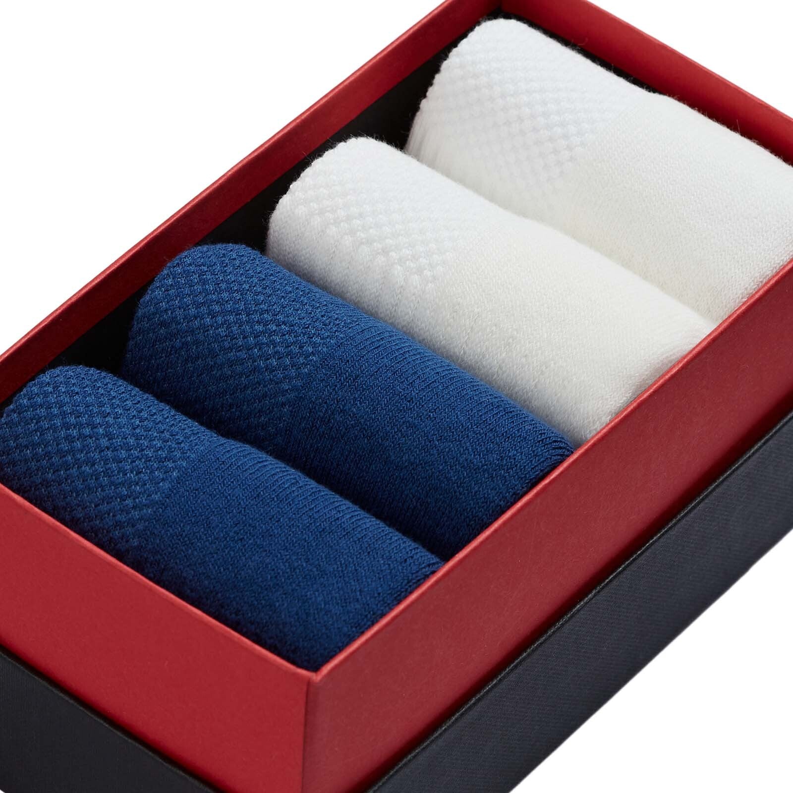 Simply Active Ankle, White & Navy, 4 - Pair Box - London Sock Company