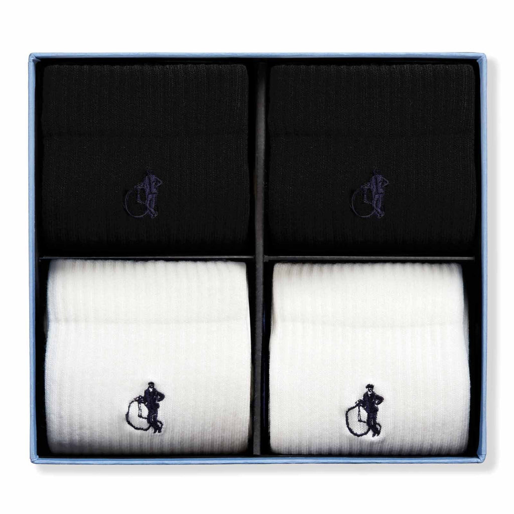 Simply Active Crew White & Black 4 Pair Box