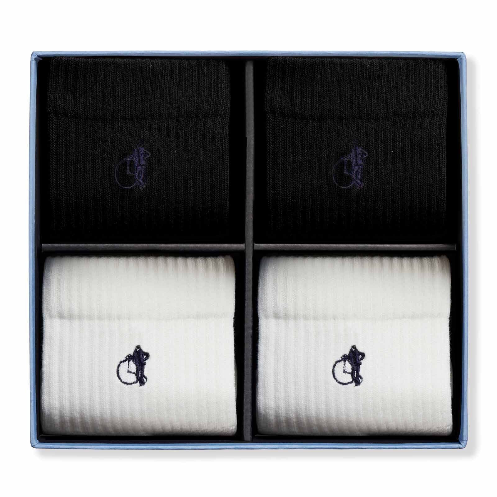 Simply Active Quarter, White & Black, 4 - Pair Box - London Sock Company