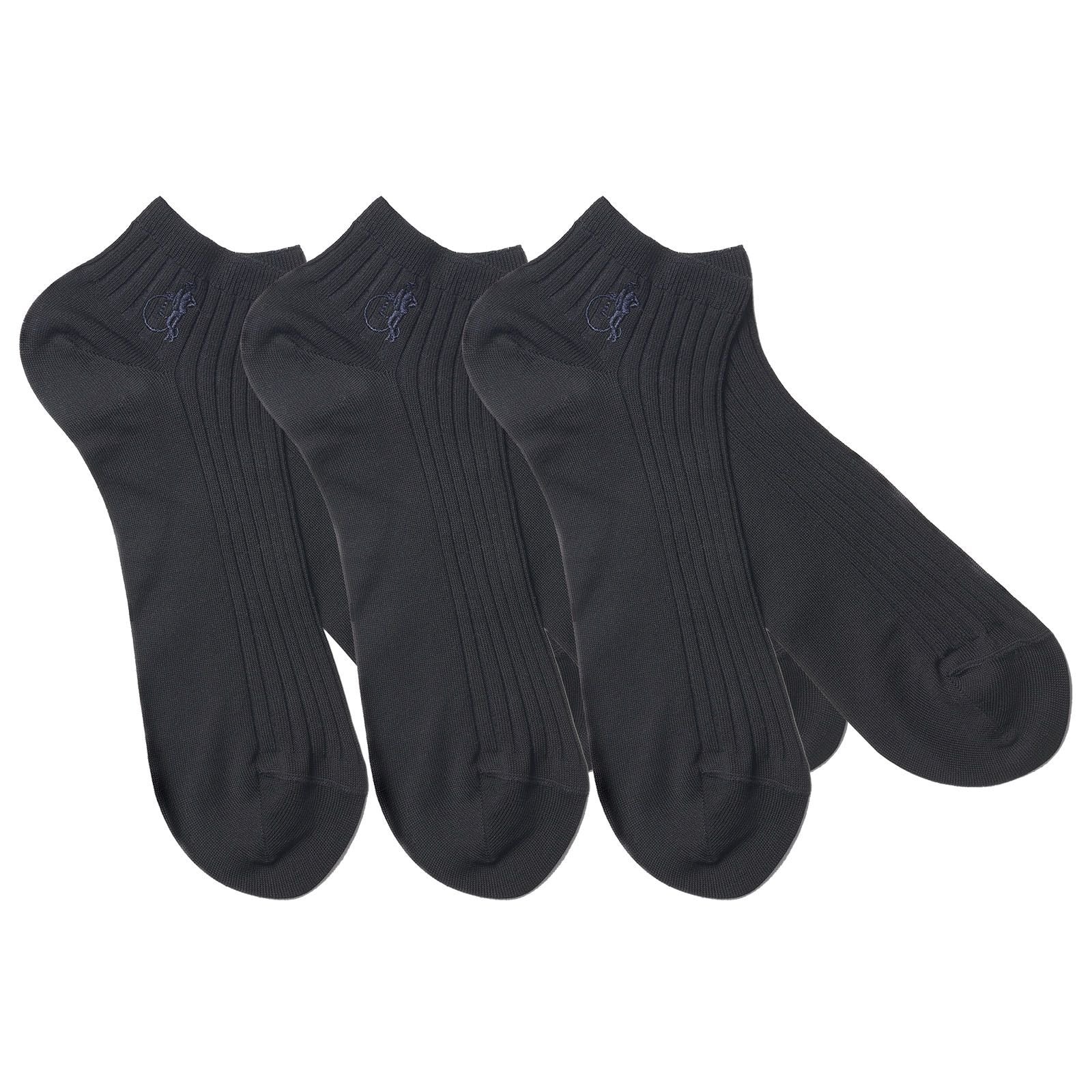 Simply Trainer Socks, Ebony Black, 3 Pairs - London Sock Company