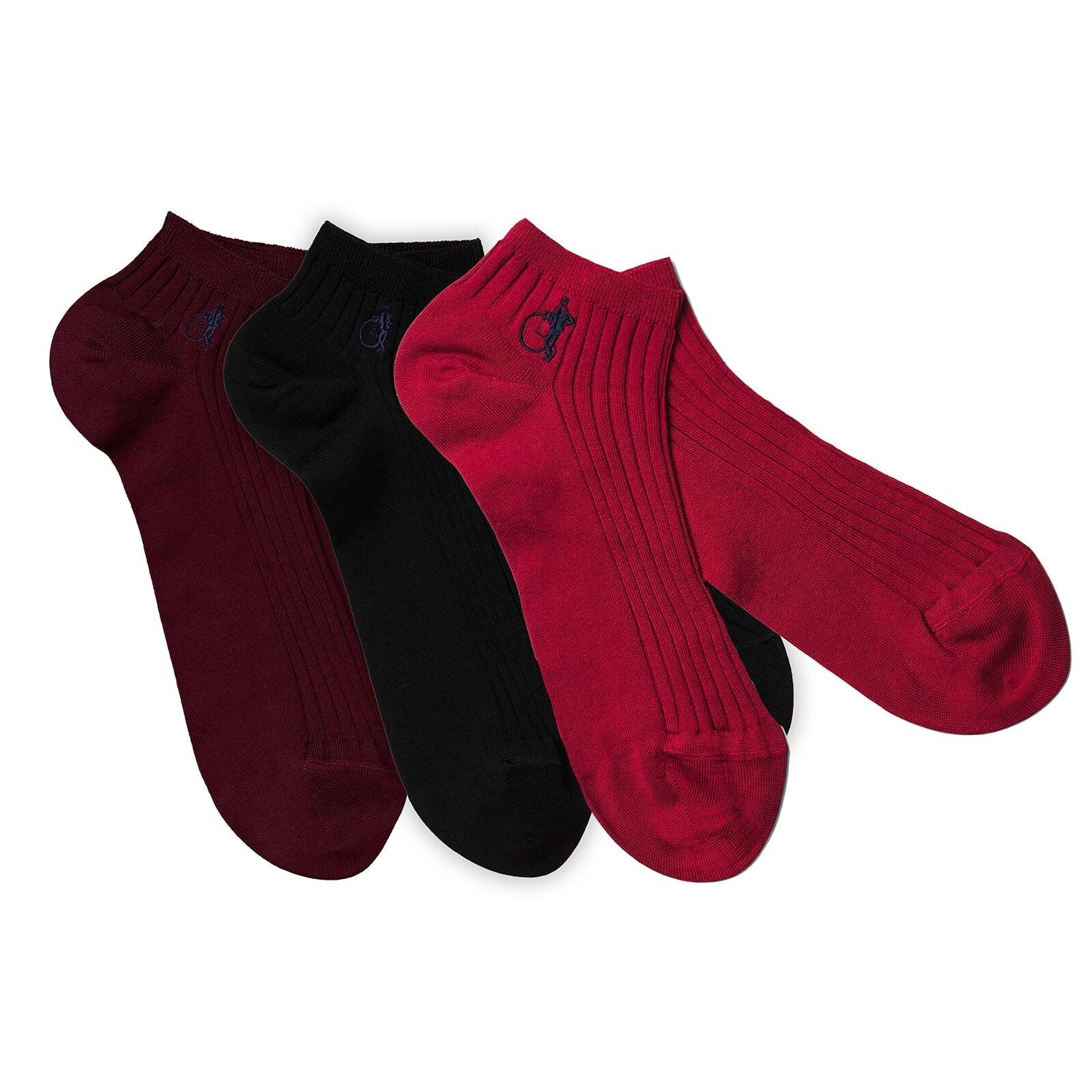 Simply Trainer Socks, Red, 3 Pairs - London Sock Company