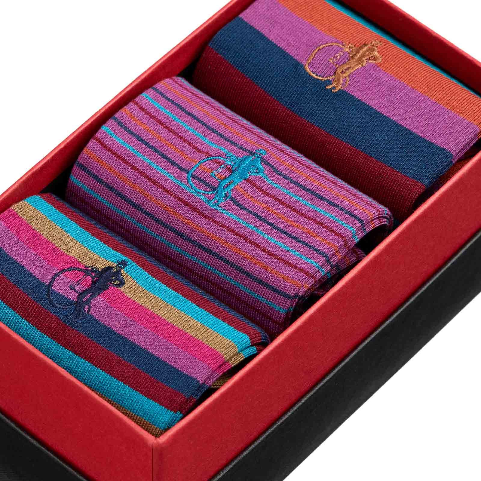 Sunset Stripes, 3 - Pair Box - London Sock Company