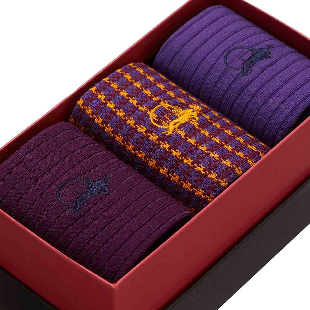 The Purple, 3 - Pair Box - London Sock Company