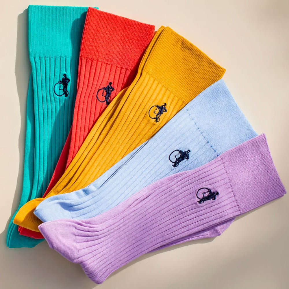 5 pair of socks lined up next to each other